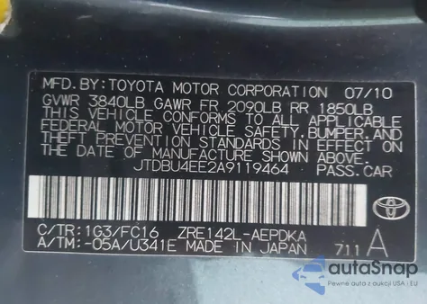 2010 Toyota Corolla Le from USA, damaged, VIN JTDBU4EE2A9119464